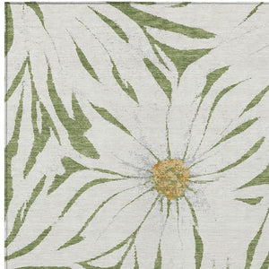 HomeRoots 10' Green Ivory and Gold Floral Indoor Outdoor Area Rug - Washable, Durable, All-Weather Design 641113