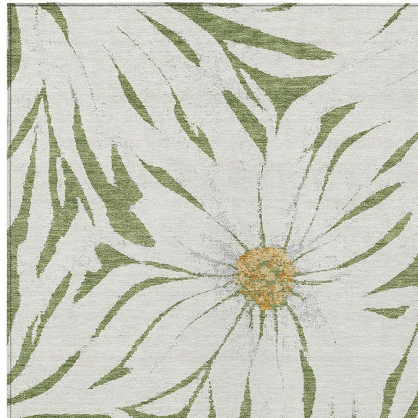 HomeRoots 10' Green Ivory and Gold Floral Indoor Outdoor Area Rug - Washable, Durable, All-Weather Design 641113