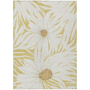HomeRoots 5' X 8' Washable Gold & Ivory Floral Area Rug – Durable, Stain-Resistant Indoor/Outdoor Charm for Any Space 641115
