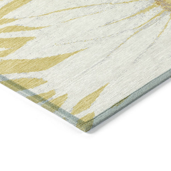 HomeRoots 5' X 8' Washable Gold & Ivory Floral Area Rug – Durable, Stain-Resistant Indoor/Outdoor Charm for Any Space 641115