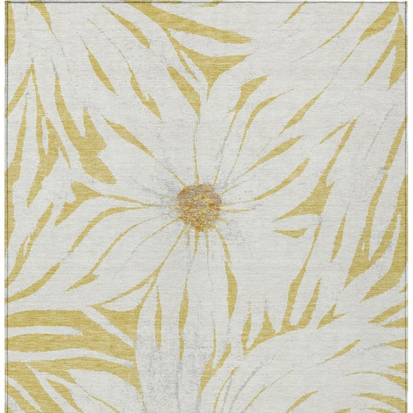 HomeRoots 8' X 10' Gold And Ivory Floral Area Rug – Durable, Washable, Perfect for Indoor & Outdoor Spaces! 641117