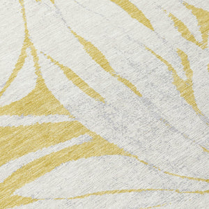 HomeRoots 9' X 12' Gold and Ivory Floral Indoor Outdoor Area Rug – Durable, Easy-Care, Stain Resistant Design! 641118