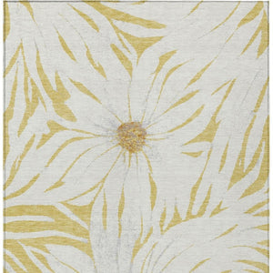 HomeRoots 10' Gold and Ivory Floral Area Rug - Washable, Durable, Indoor-Outdoor Design for Elegant Spaces 641119