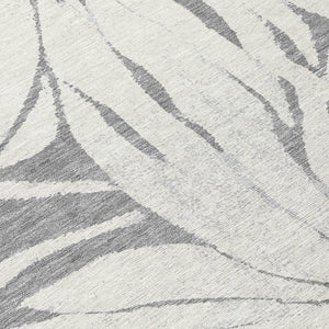 HomeRoots 8' Round Floral Area Rug in Gray, Ivory & Gold - Washable, Durable for Indoor & Outdoor Use 641122