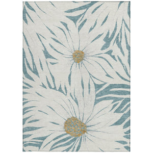 HomeRoots 5' X 8' Teal Blue Floral Area Rug - Durable Indoor/Outdoor Design, Easy Care, Stylish & Slip-Resistant 641127