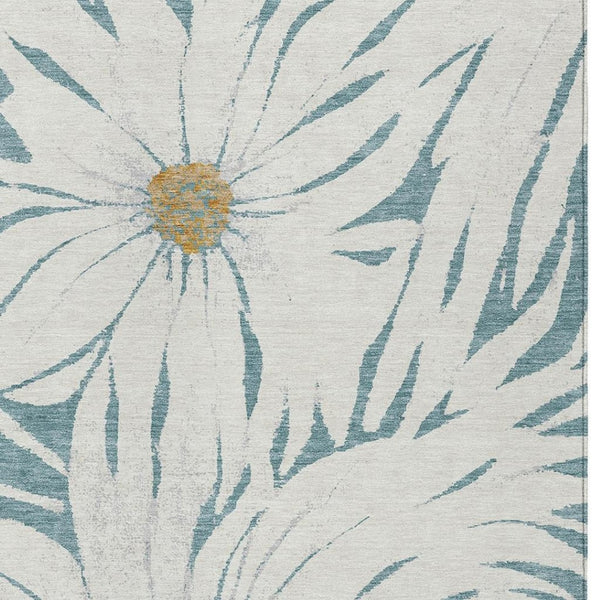 HomeRoots 5' X 8' Teal Blue Floral Area Rug - Durable Indoor/Outdoor Design, Easy Care, Stylish & Slip-Resistant 641127
