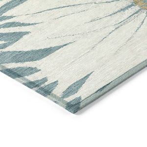 HomeRoots 10' Teal Blue Floral Area Rug - Washable, Stain-Resistant Indoor/Outdoor Carpet for All Spaces 641131
