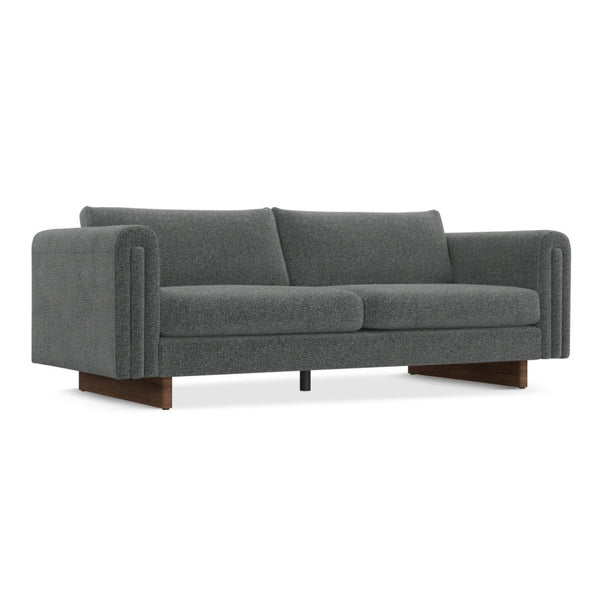 HomeRoots 84" Dark Gray Fabric Sofa - Modern Elegance with Walnut Legs, Tufted Back, and Comfort for 3 641132