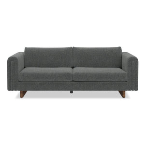 HomeRoots 84" Dark Gray Fabric Sofa - Modern Elegance with Walnut Legs, Tufted Back, and Comfort for 3 641132