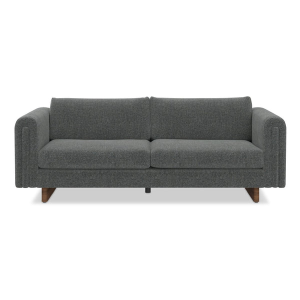 HomeRoots 84" Dark Gray Fabric Sofa - Modern Elegance with Walnut Legs, Tufted Back, and Comfort for 3 641132