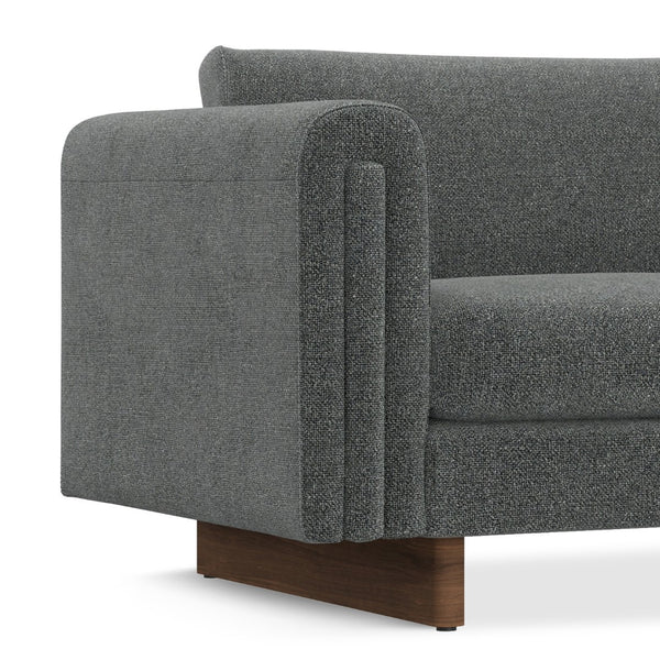 HomeRoots 84" Dark Gray Fabric Sofa - Modern Elegance with Walnut Legs, Tufted Back, and Comfort for 3 641132