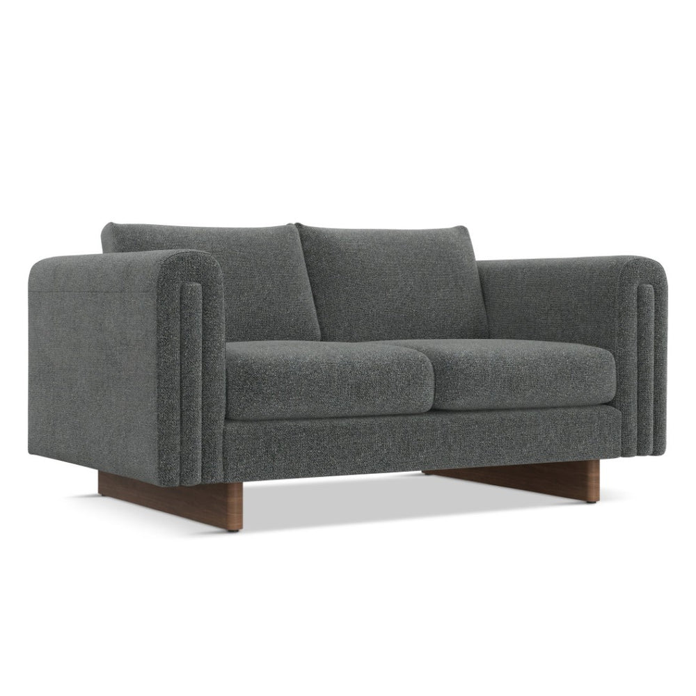 HomeRoots 61" Dark Gray Fabric Sofa with Walnut Legs - Stylish, Comfortable, and Perfect for Modern Living Rooms! 641133
