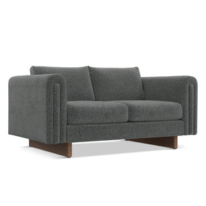 HomeRoots 61" Dark Gray Fabric Sofa with Walnut Legs - Stylish, Comfortable, and Perfect for Modern Living Rooms! 641133