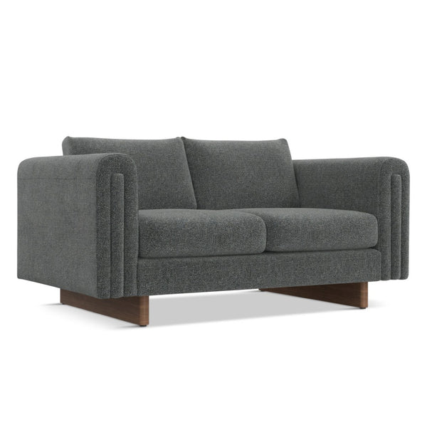 HomeRoots 61" Dark Gray Fabric Sofa with Walnut Legs - Stylish, Comfortable, and Perfect for Modern Living Rooms! 641133
