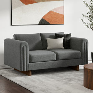 HomeRoots 61" Dark Gray Fabric Sofa with Walnut Legs - Stylish, Comfortable, and Perfect for Modern Living Rooms! 641133