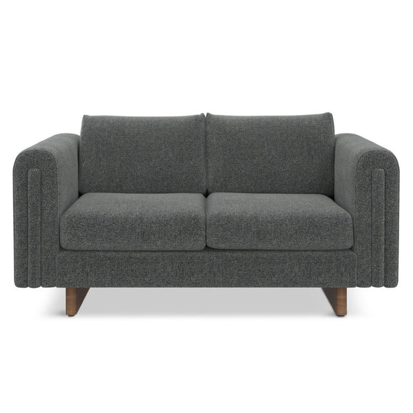 HomeRoots 61" Dark Gray Fabric Sofa with Walnut Legs - Stylish, Comfortable, and Perfect for Modern Living Rooms! 641133