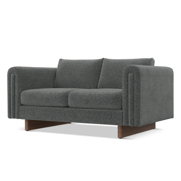 HomeRoots 61" Dark Gray Fabric Sofa with Walnut Legs - Stylish, Comfortable, and Perfect for Modern Living Rooms! 641133