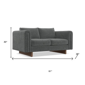 HomeRoots 61" Dark Gray Fabric Sofa with Walnut Legs - Stylish, Comfortable, and Perfect for Modern Living Rooms! 641133