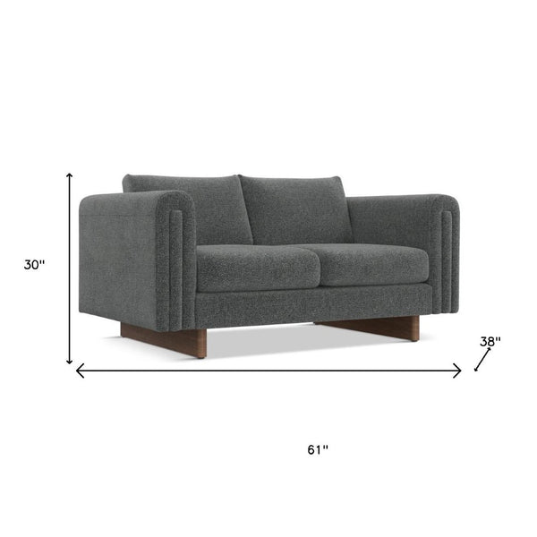 HomeRoots 61" Dark Gray Fabric Sofa with Walnut Legs - Stylish, Comfortable, and Perfect for Modern Living Rooms! 641133