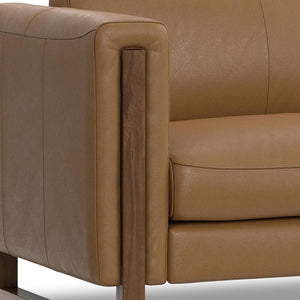 HomeRoots 83" Brown Leather Sofa with Walnut Legs - Stylish, Durable, and Comfortable 3-Seater for Any Living Room 641134