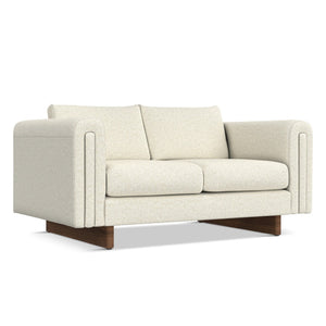 HomeRoots 61" Ivory Fabric Sofa with Stylish Walnut Legs - Compact, Comfortable Seating for Modern Spaces 641135