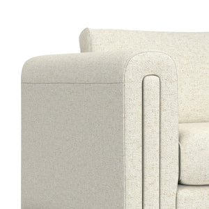 HomeRoots 61" Ivory Fabric Sofa with Stylish Walnut Legs - Compact, Comfortable Seating for Modern Spaces 641135