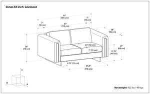HomeRoots 61" Ivory Fabric Sofa with Stylish Walnut Legs - Compact, Comfortable Seating for Modern Spaces 641135