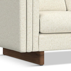 HomeRoots 61" Ivory Fabric Sofa with Stylish Walnut Legs - Compact, Comfortable Seating for Modern Spaces 641135