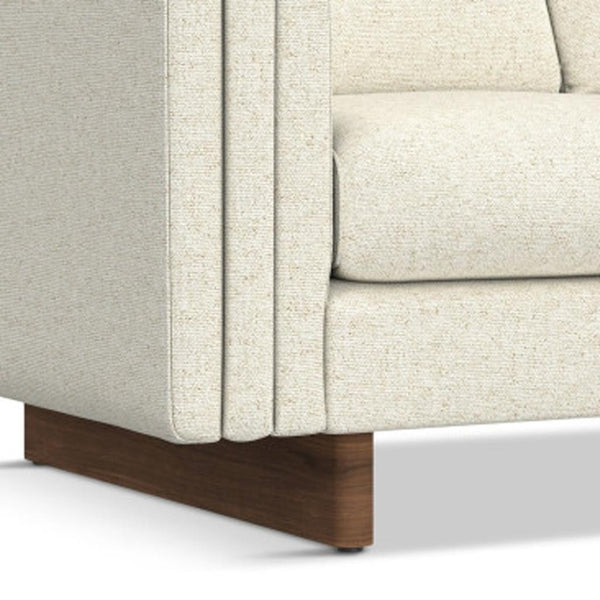 HomeRoots 61" Ivory Fabric Sofa with Stylish Walnut Legs - Compact, Comfortable Seating for Modern Spaces 641135