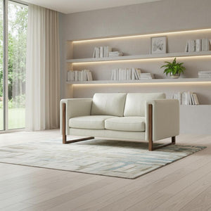 HomeRoots 62" Gray Leather Sofa – Modern Design with Walnut Legs, Plush Seating for 2, and Easy Maintenance 641136