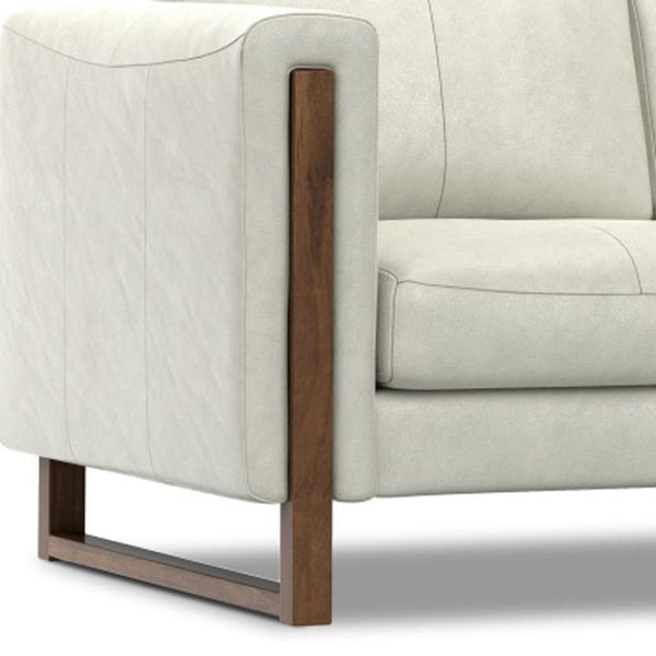 HomeRoots 62" Gray Leather Sofa – Modern Design with Walnut Legs, Plush Seating for 2, and Easy Maintenance 641136