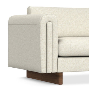 HomeRoots 84" Ivory Fabric Sofa with Walnut Legs - Stylish, Comfortable, Ready to Use, Perfect for Modern Living Rooms 641137
