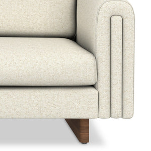 HomeRoots 84" Ivory Fabric Sofa with Walnut Legs - Stylish, Comfortable, Ready to Use, Perfect for Modern Living Rooms 641137