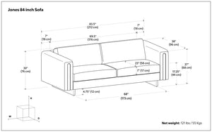 HomeRoots 84" Ivory Fabric Sofa with Walnut Legs - Stylish, Comfortable, Ready to Use, Perfect for Modern Living Rooms 641137