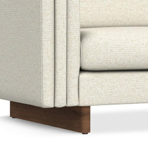 HomeRoots 84" Ivory Fabric Sofa with Walnut Legs - Stylish, Comfortable, Ready to Use, Perfect for Modern Living Rooms 641137
