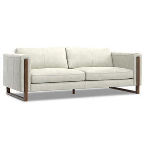 HomeRoots 83" Luxurious Gray Leather Sofa with Sturdy Wood Frame - Comfort and Style for Modern Living Spaces 641139