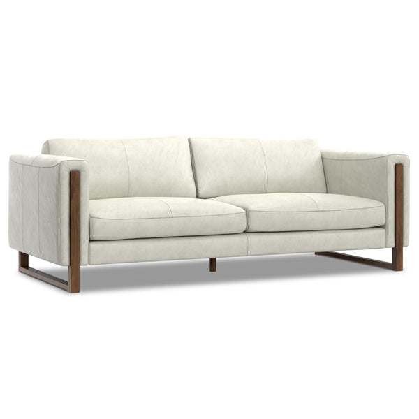 HomeRoots 83" Luxurious Gray Leather Sofa with Sturdy Wood Frame - Comfort and Style for Modern Living Spaces 641139