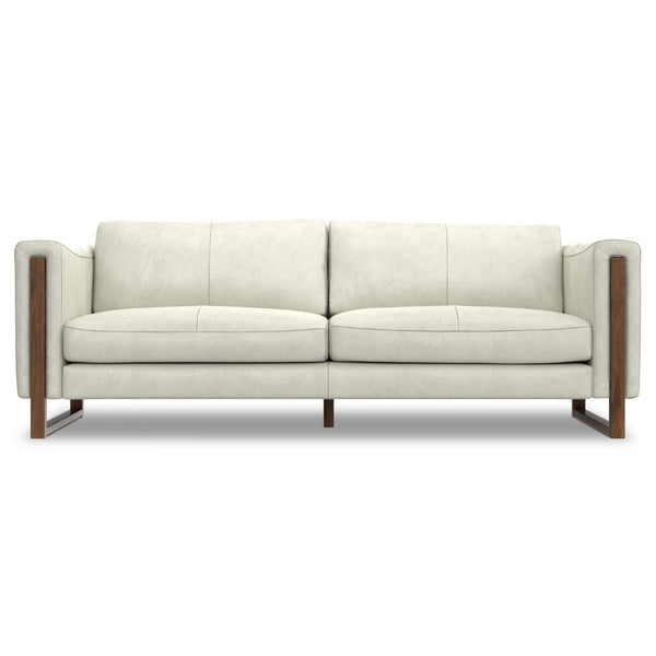 HomeRoots 83" Luxurious Gray Leather Sofa with Sturdy Wood Frame - Comfort and Style for Modern Living Spaces 641139
