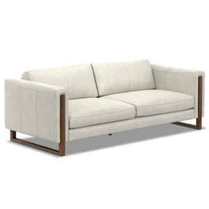 HomeRoots 83" Luxurious Gray Leather Sofa with Sturdy Wood Frame - Comfort and Style for Modern Living Spaces 641139
