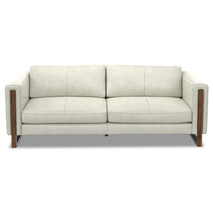 HomeRoots 83" Luxurious Gray Leather Sofa with Sturdy Wood Frame - Comfort and Style for Modern Living Spaces 641139