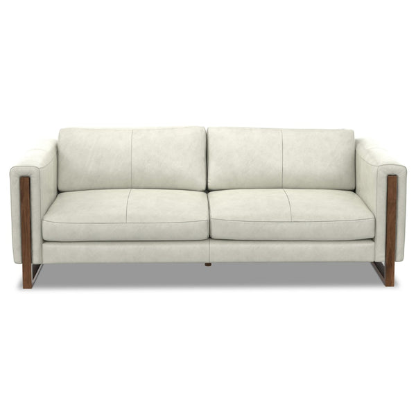 HomeRoots 83" Luxurious Gray Leather Sofa with Sturdy Wood Frame - Comfort and Style for Modern Living Spaces 641139