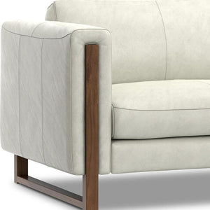 HomeRoots 83" Luxurious Gray Leather Sofa with Sturdy Wood Frame - Comfort and Style for Modern Living Spaces 641139