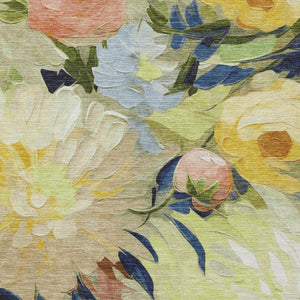 HomeRoots 10' Vibrant Artichoke Green Yellow Blue Floral Washable Area Rug for Indoor & Outdoor Spaces 641145