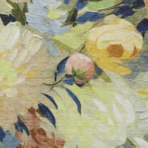 HomeRoots 10' Vibrant Artichoke Green Yellow Blue Floral Washable Area Rug for Indoor & Outdoor Spaces 641145