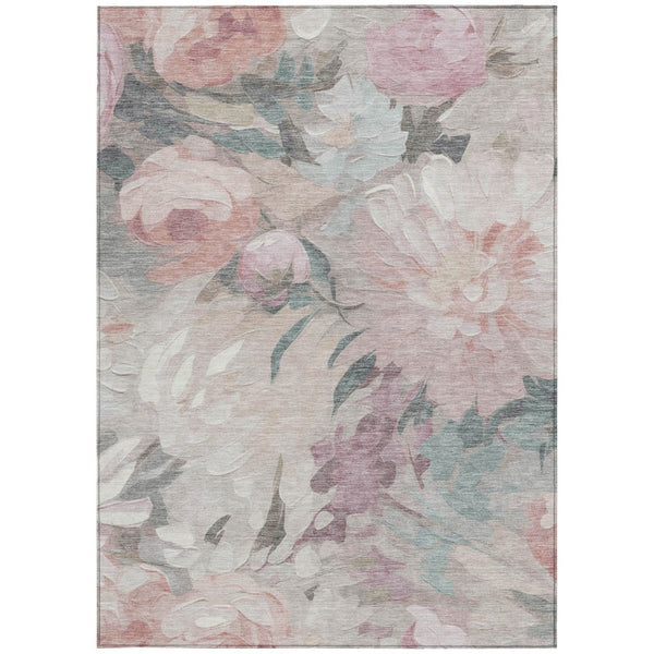 HomeRoots 9' Indoor/Outdoor Floral Area Rug in Beige, Pink & Ivory - Washable, Stain-Resistant & Durable Design 641150