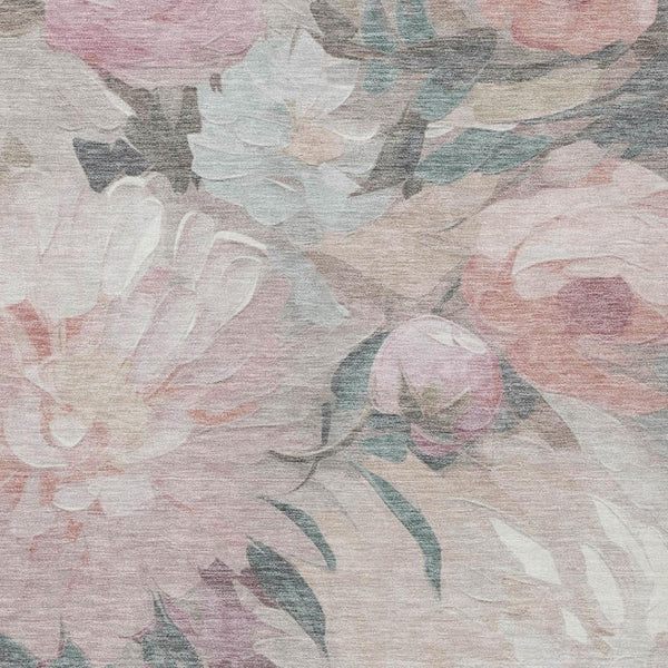 HomeRoots 10' Washable Floral Area Rug in Beige, Pink & Ivory – Perfect for Indoor & Outdoor Elegance! 641151