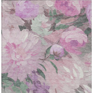 HomeRoots 5' X 8' Elegant Blush Mauve Floral Washable Area Rug for Indoor & Outdoor Use - Durable & Stylish! 641153