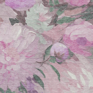 HomeRoots 5' X 8' Elegant Blush Mauve Floral Washable Area Rug for Indoor & Outdoor Use - Durable & Stylish! 641153