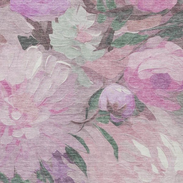 HomeRoots 5' X 8' Elegant Blush Mauve Floral Washable Area Rug for Indoor & Outdoor Use - Durable & Stylish! 641153