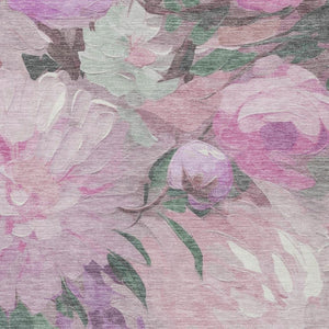 HomeRoots 5' X 8' Elegant Blush Mauve Floral Washable Area Rug for Indoor & Outdoor Use - Durable & Stylish! 641153